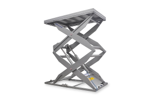 MSS-TI-20-38/14: double-scissor lift table in stainless steel,  Top platform dimensions: 1.400 x 2.800mm, máximum load: 2.000kg.
